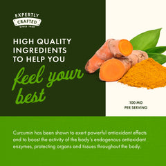 Ingredients panel showing turmeric extract per capsule