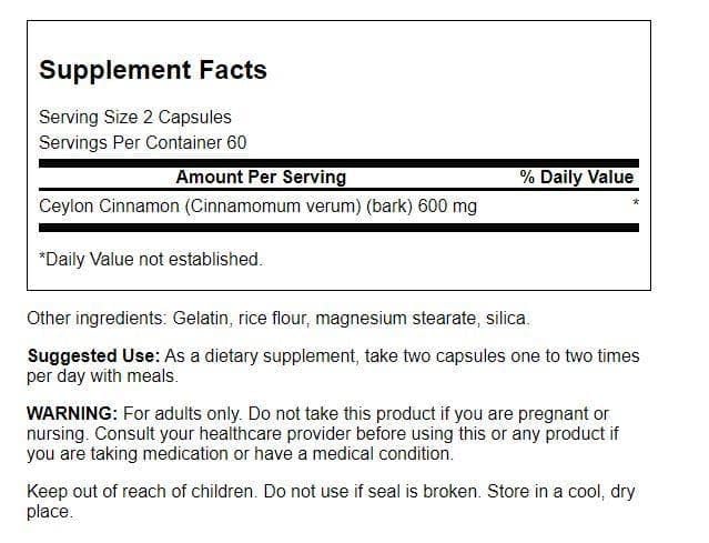 Swanson Full Spectrum True Cinnamon capsules - 300 mg