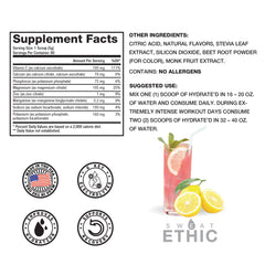 Sweat Ethic Hydrate’D Pink Lemonade powder dissolving in water for quick refreshment.