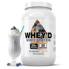 Sweat Ethic Whey'D protein powder jar ready for shakes with creamy texture
