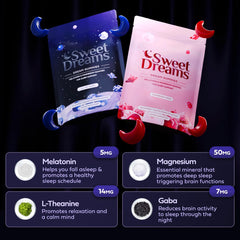 Illustration of natural ingredients: melatonin, magnesium, L-theanine