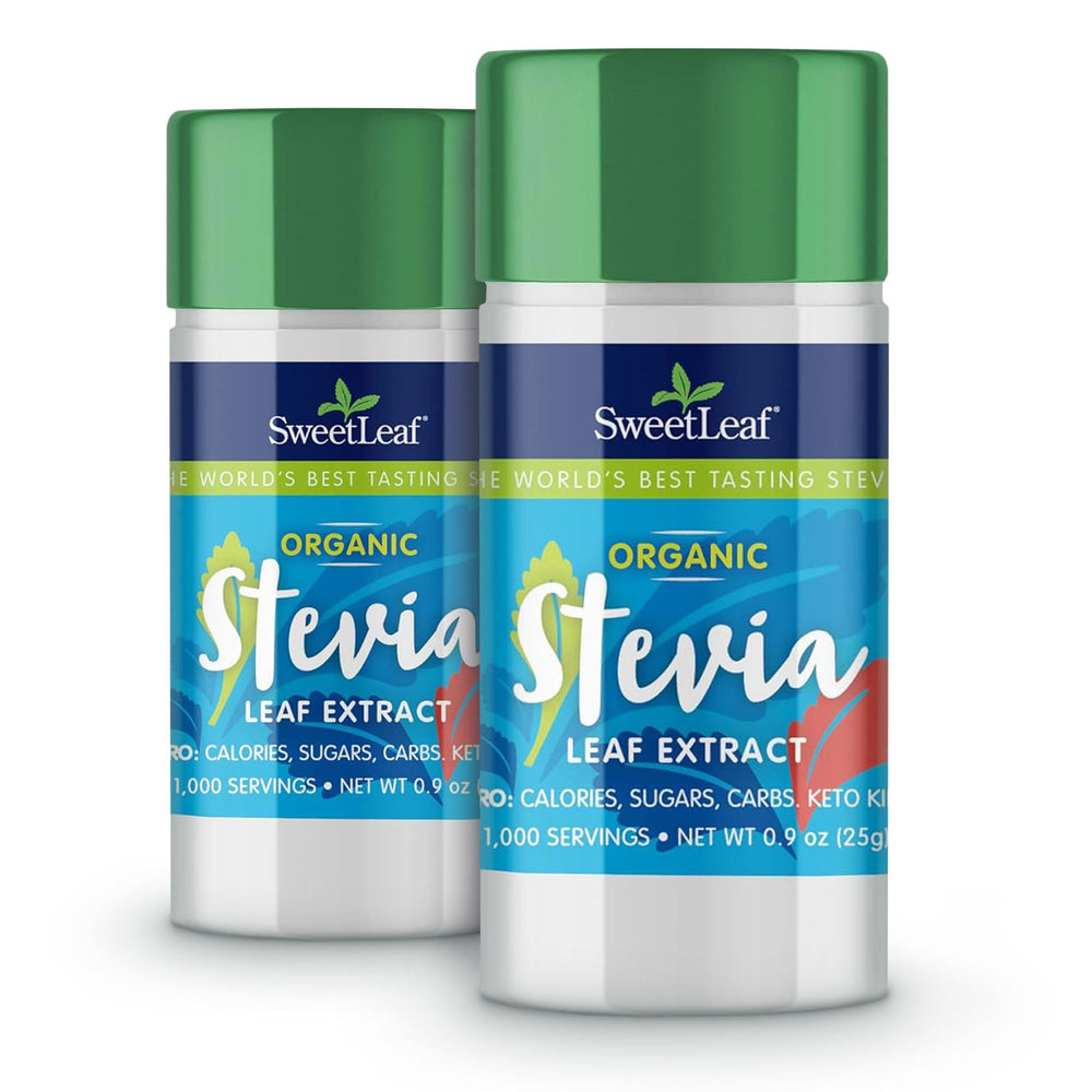 Front view of SweetLeaf Organic Pure Stevia Powder Shaker Jar (2-pack)