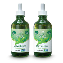 Front view of SweetLeaf Steviaclear liquid extract 4 oz set of 2 bottles