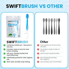 Hygienic, individually wrapped SwiftBrush 5-in-1 disposable toothbrush