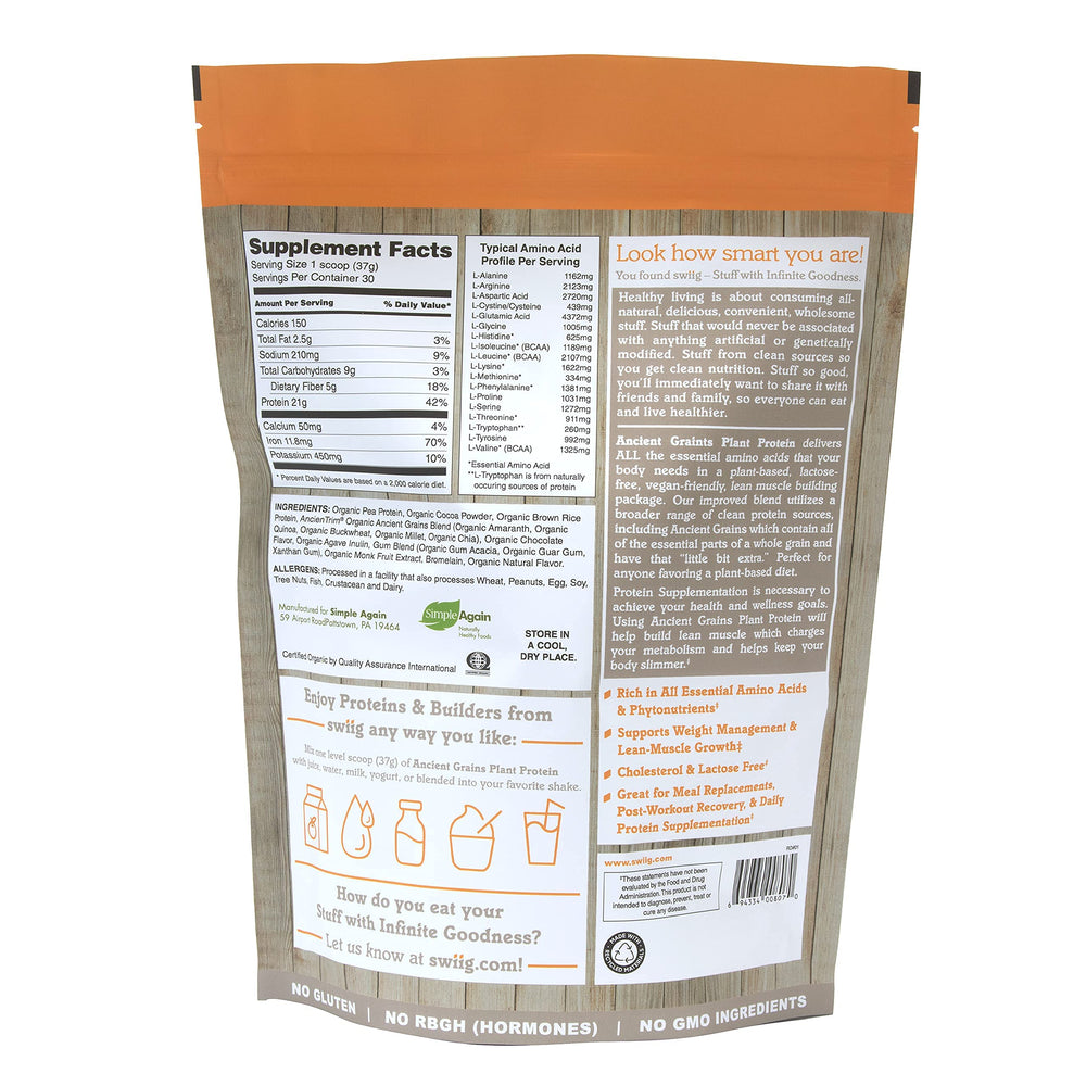 Scoop of swiig Plant Protein Chocolate powder