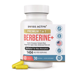 Front view of Swiss Activa+ Labs Organic 7-in-1 Berberine bottle