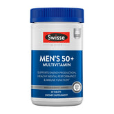 Swisse Daily Multivitamin for Men 50+ bottle label on white background