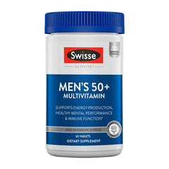 Swisse Daily Multivitamin for Men 50+ bottle label on white background