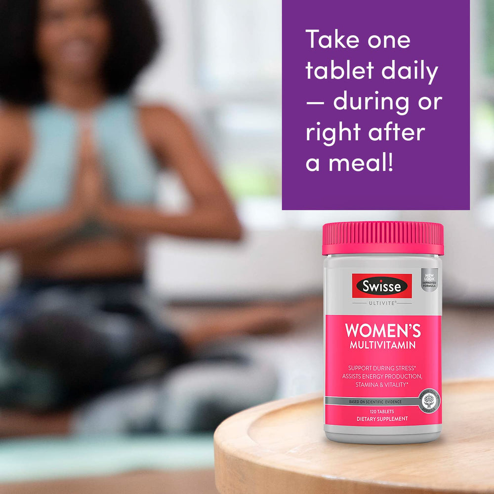 Nutrition facts panel for Swisse Daily Multivitamin for Women