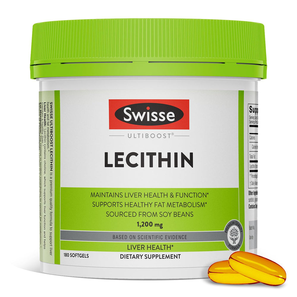 Bottle label of Swisse Soy Lecithin 1200mg Softgels