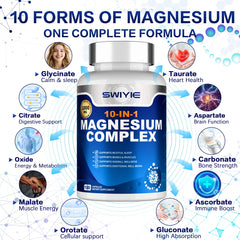SWIYIE Magnesium Complex 10-in-1 bottle back label