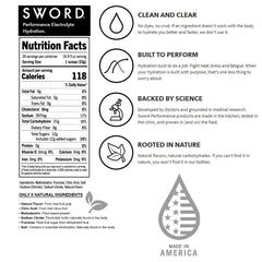 Front view of SWORD PERFORMANCE Lemonade electrolyte bag