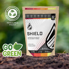 SWORD PERFORMANCE Shield orange flavor packet dissolving offers citrus lift during workouts.