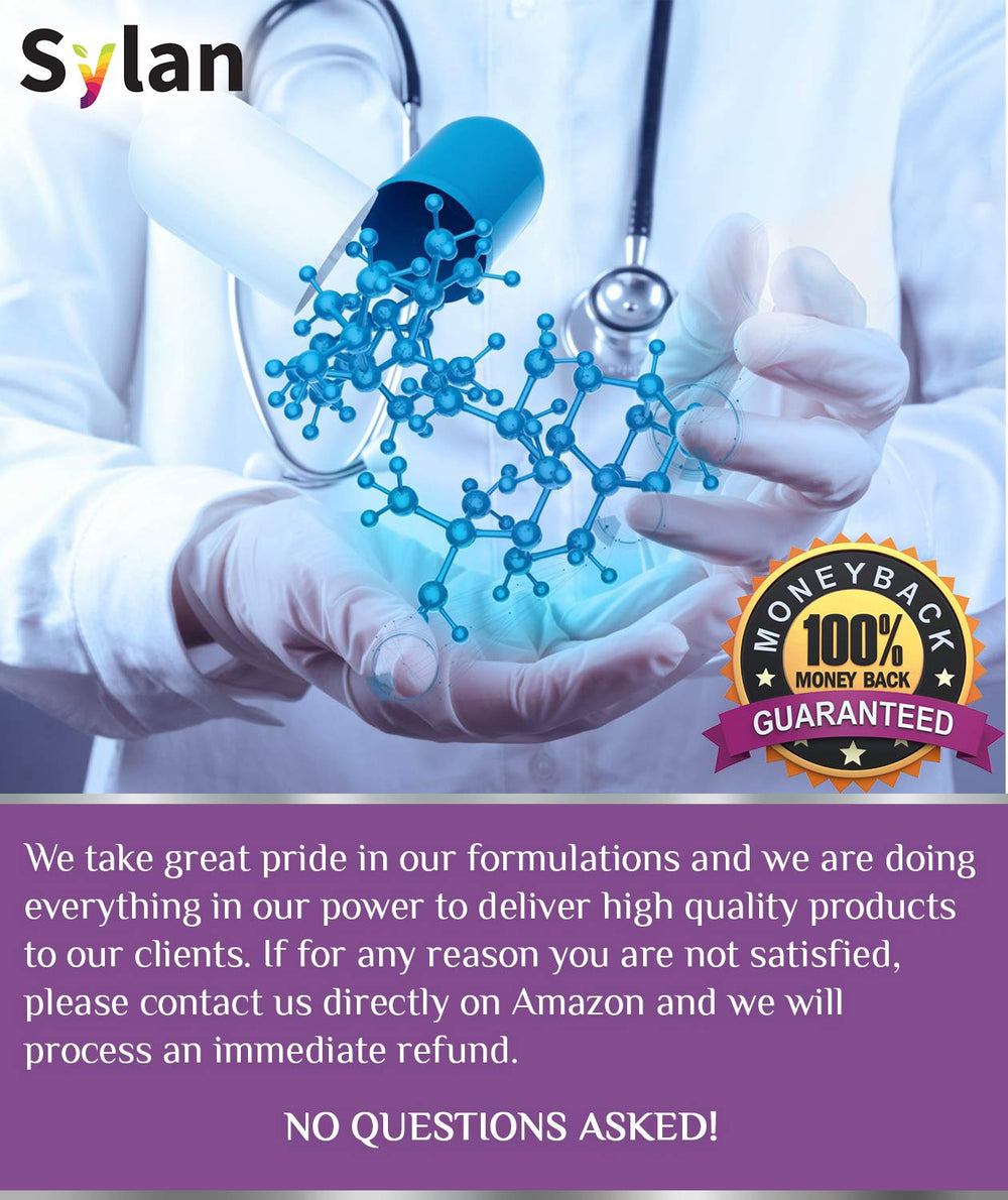 Product with pill capsules arranged on white background