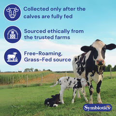 Close-up of ingredients and bioactive components in Symbiotics Colostrum Plus Powder
