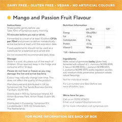 Close-up of Symprove Mango and Passionfruit label