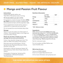 Pouring Symprove Mango and Passionfruit drink