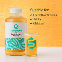 Symprove Mango and Passionfruit bottle with tropical imagery