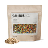 Synchro Genesis protein powder bottle in vanilla spice showcases convenient, workout-ready nutrition.