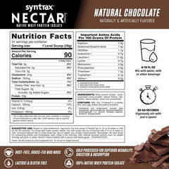 Syntrax Nectar Naturals Natural Chocolate shake in glass for a quick post-workout snack.