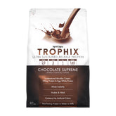 Syntrax Trophix Chocolate Supreme bottle highlights protein blend for sustained nourishment