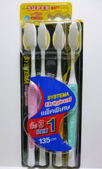Systema Original Soft & Slim Bristles Toothbrushes – 4 Pack, front view