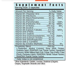 Close-up of Systemic Formulas 115-16B Stress Complex ingredients