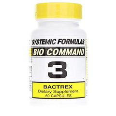 Bottle of SYSTEMIC Formulas 3 BACTREX probiotic supplement for digestive health