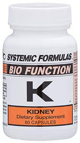 Systemic Formulas K Kidney Bio Function #56 bottle label for kidney support