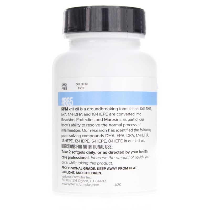60-count bottle of Systemic Formulas RPM Pre-Resolvin Protectin Maresin