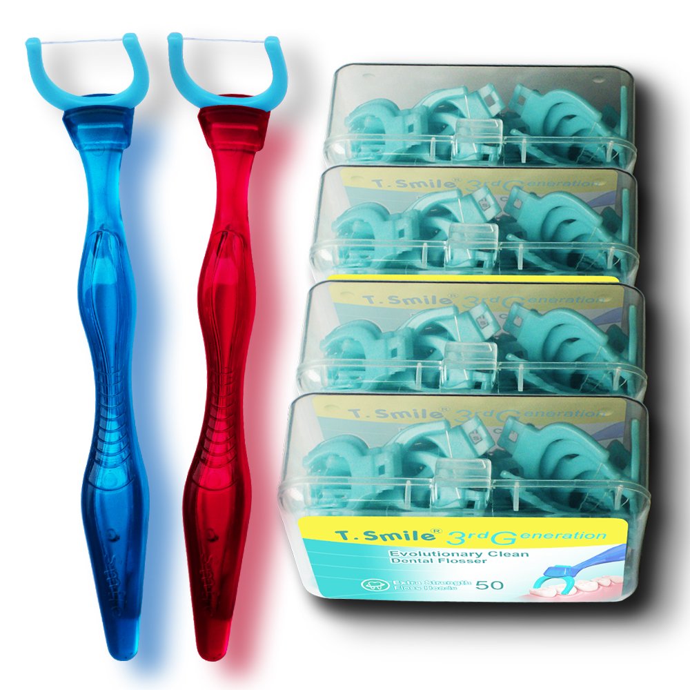 T.Smile NoFuss Dental Flosser Kit with two handles