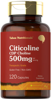 Front view of Tahoe Nutritionals Citicoline 500mg bottle (120 capsules)