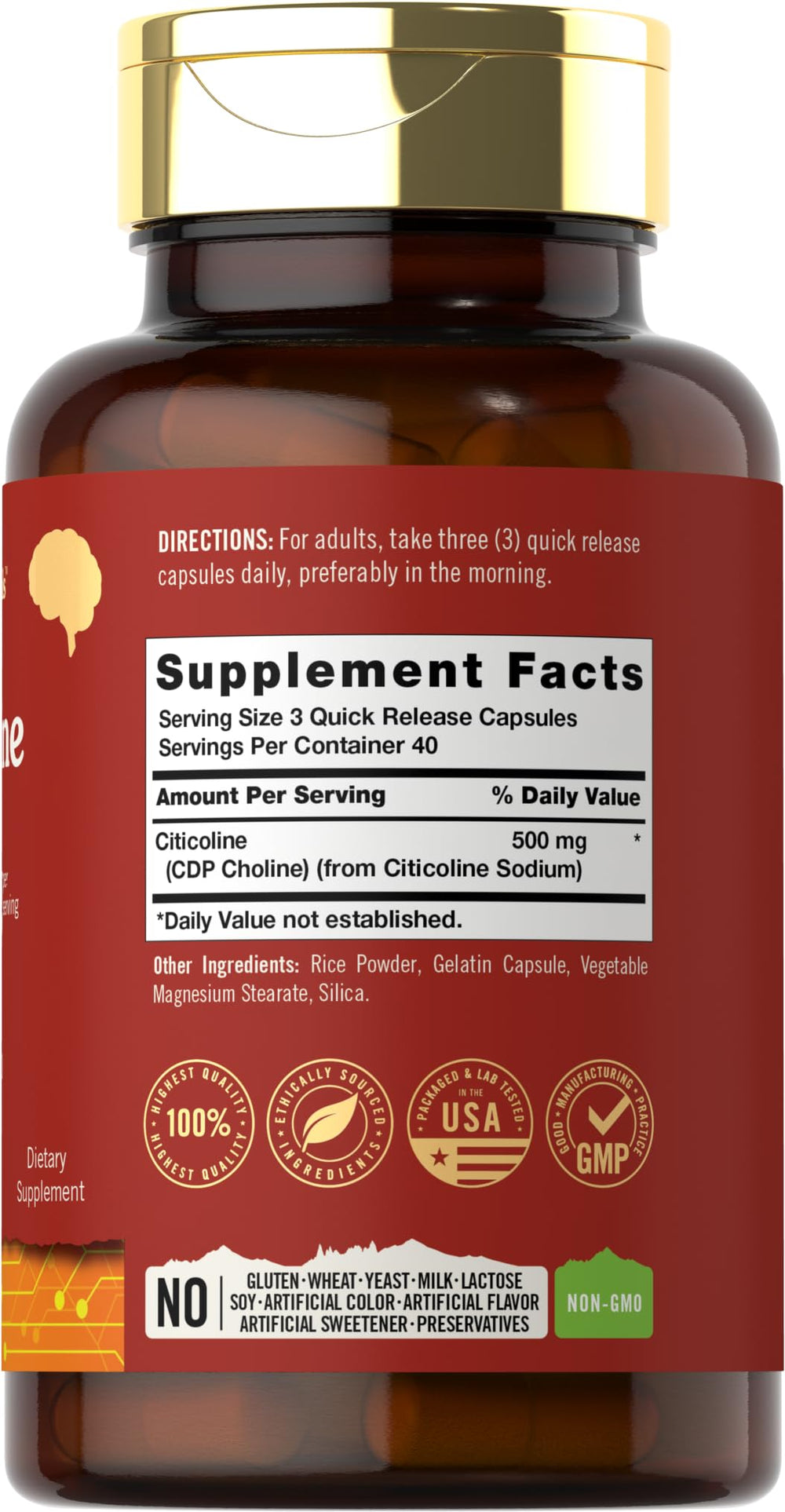 Close-up of Citicoline 500mg capsules
