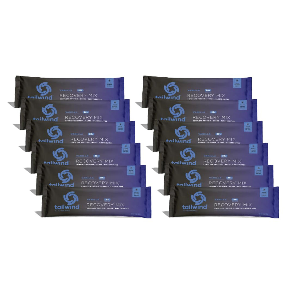 Tailwind Recovery Mix vanilla flavor bottle with 12 servings label