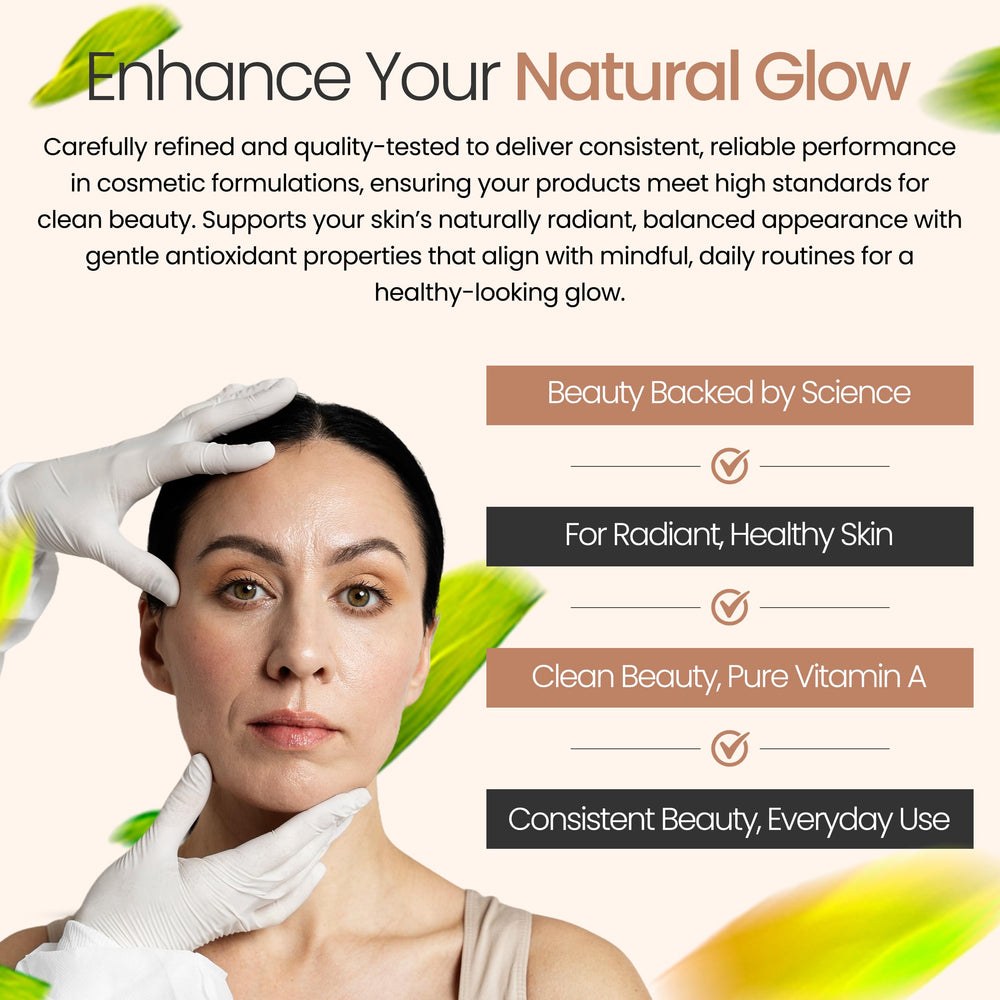 Cosmetic Grade label on Vitamin A powder container