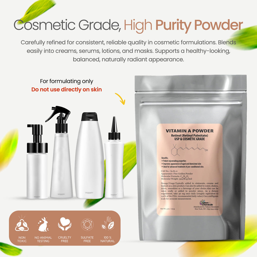 Packaging of Talsen Vitamin A powder in a protective jar