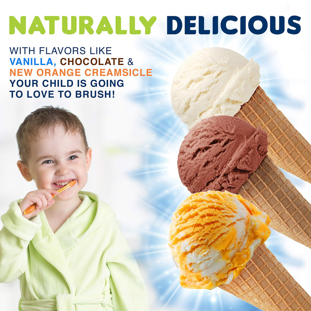 Fluoride toothpaste for kids with orange flavor