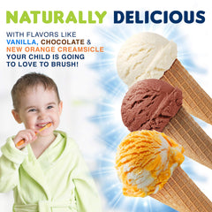 Fluoride toothpaste for kids with orange flavor