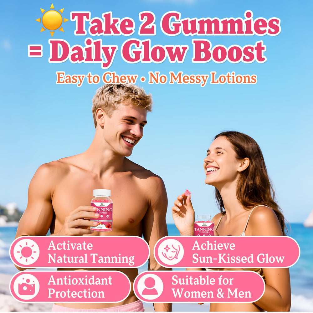 Gummies ingredients: astaxanthin, lycopene, beta-carotene for bronzing