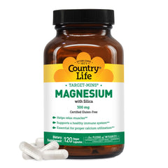 Target-Mins Magnesium with Silica bottle showing 120 vegetarian capsules
