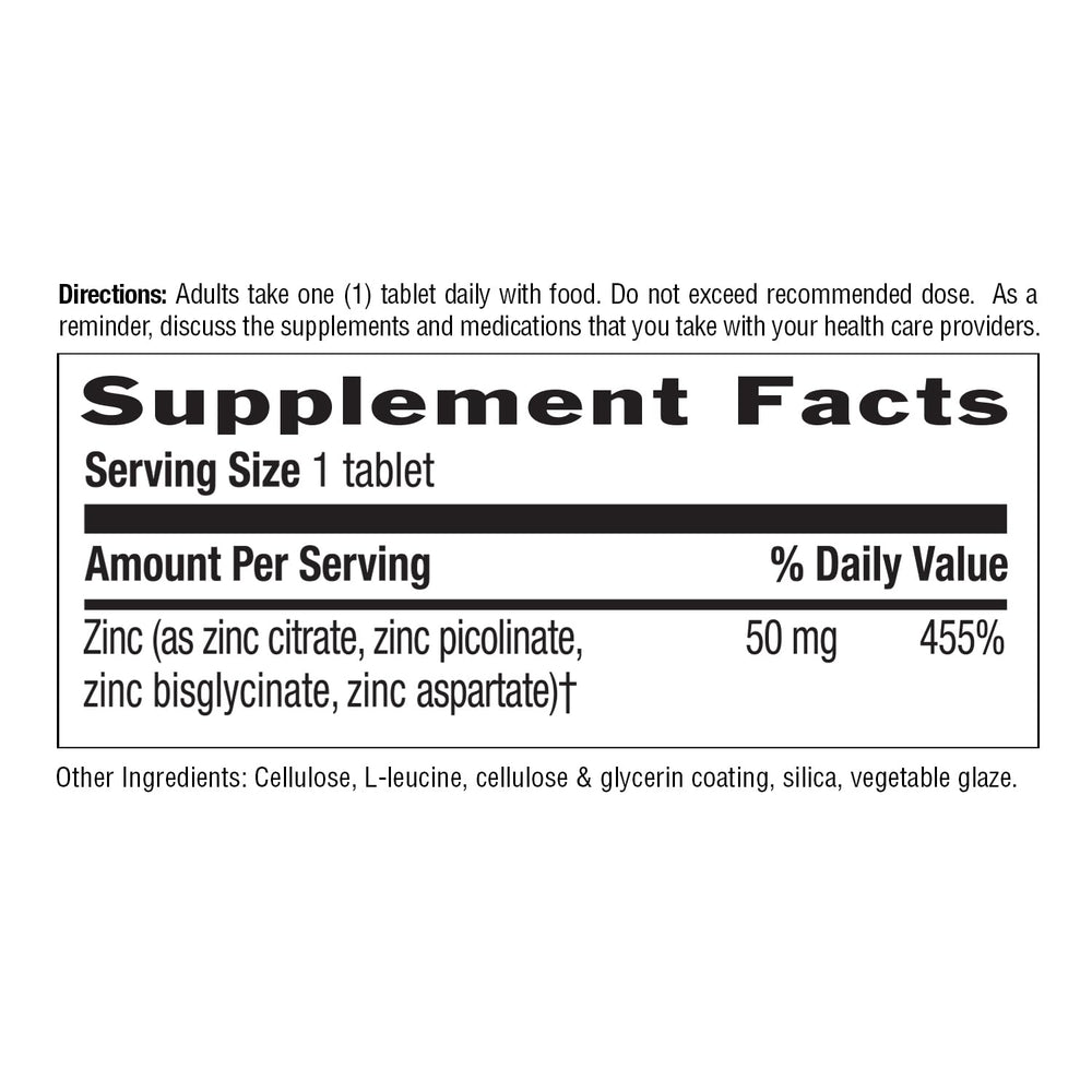 Close-up of zinc 50 mg tablet