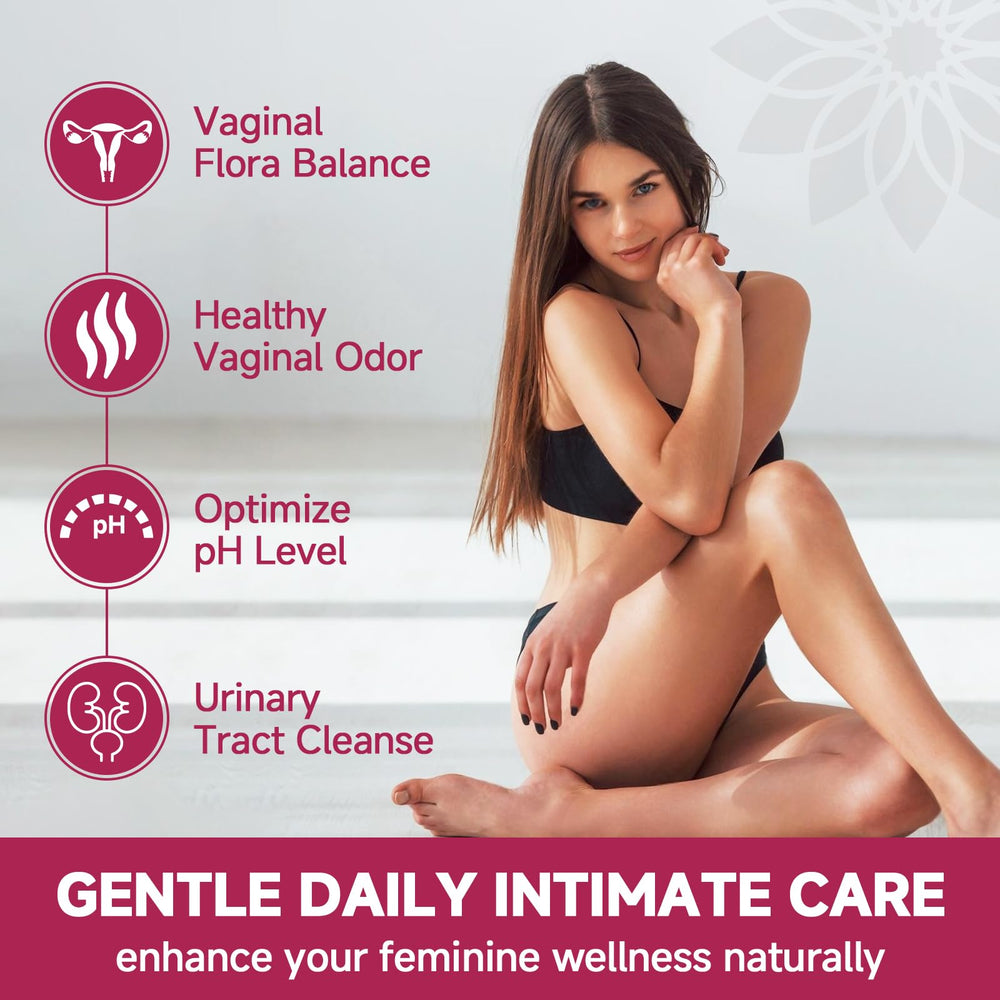 Graphic showing vaginal, urinary, and digestive health benefits