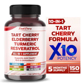 Bottle of PeakPury Tart Cherry Elderberry Turmeric Resveratrol capsules (150 count)