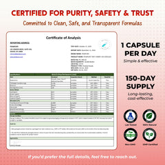 5-month supply depicted by 150 capsules per bottle