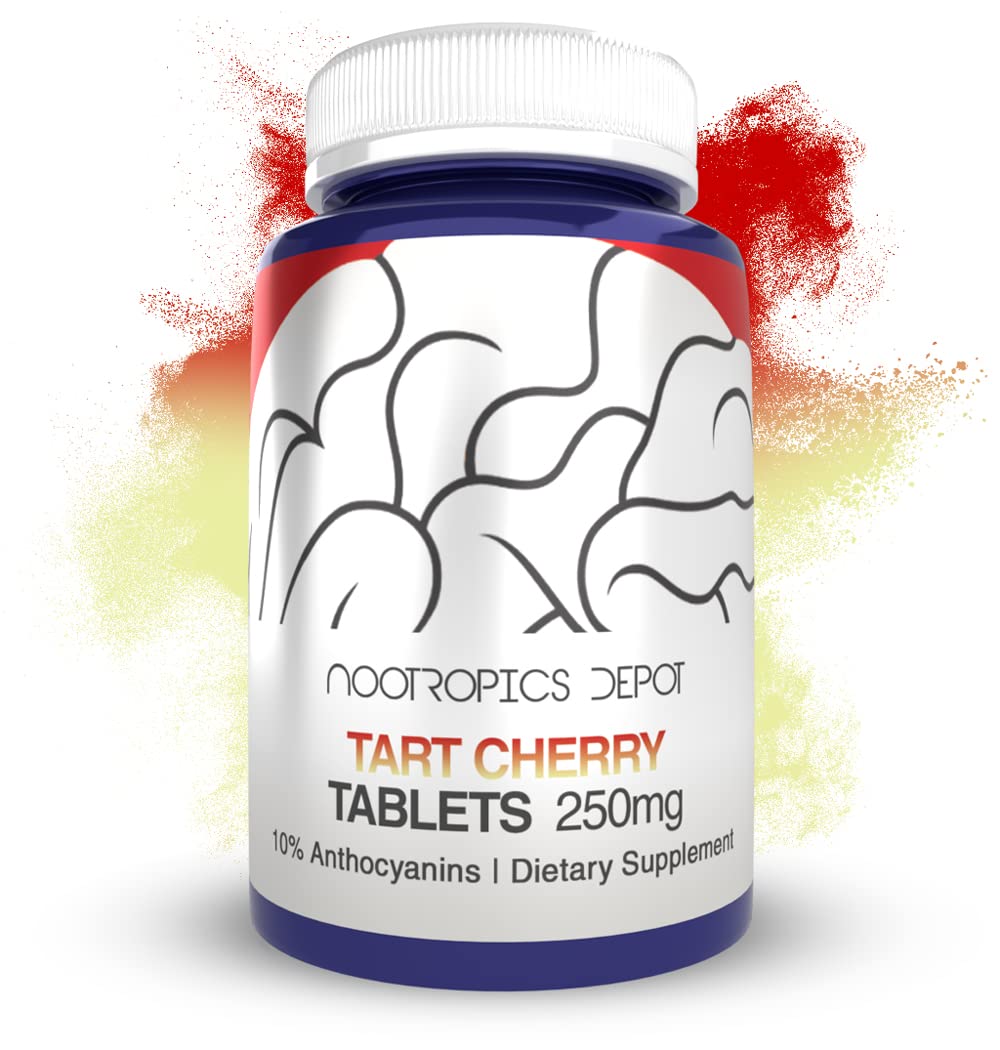 Tart cherry extract tablets with 250mg dosage and 60-count bottle