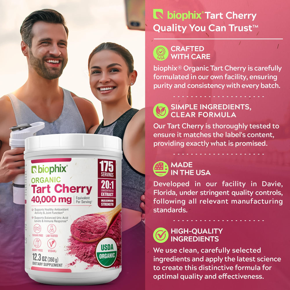 Tart cherry powder illustrating heart and digestive health benefits