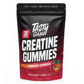 TASTY GAINS Creatine Gummies bottle label 90g