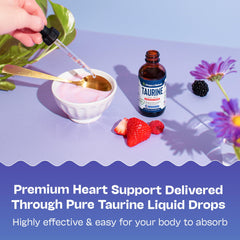 Pouring taurine drops from bottle to show liquid appearance