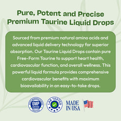 Lab-tested purity seal on taurine liquid drops