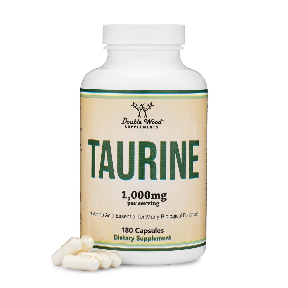 Double Wood Taurine 1000mg bottle with 180 capsules